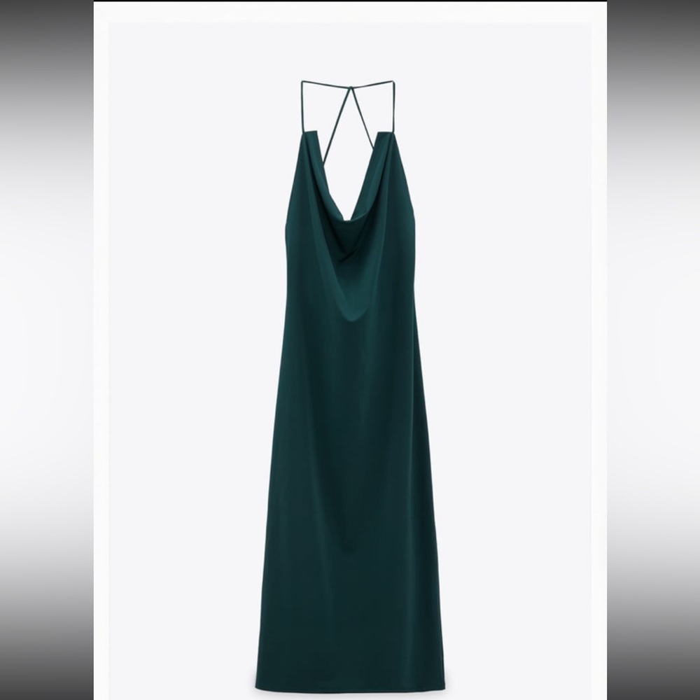 Zara Draped midi dress green
